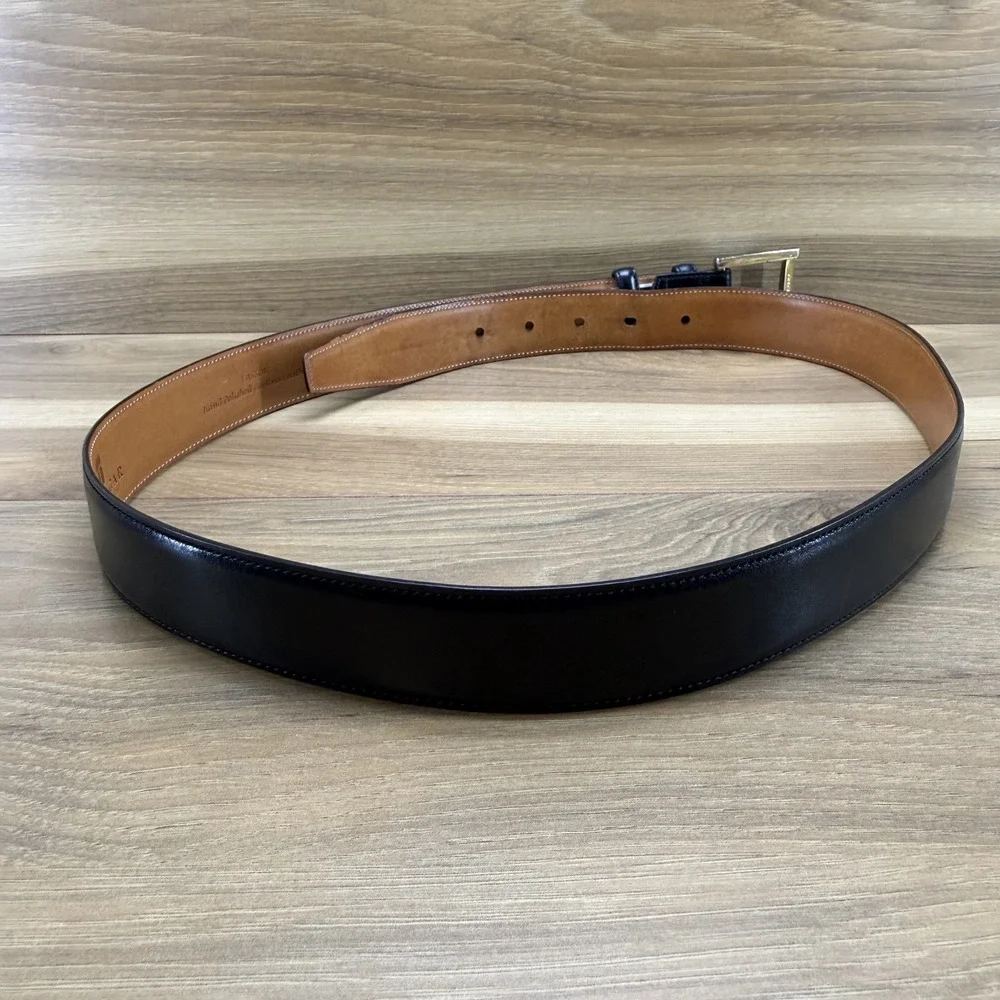 TRAFALGAR Easton Belt Mens‎ 38/95 Black Leather Handpolished Cortina Leather